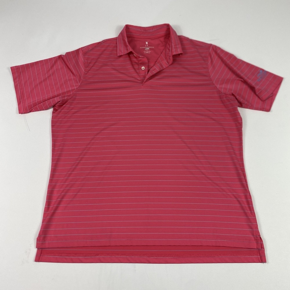 Fairway & Greene Polo Shirt Mens XL Pink Stripe Golf Bonita Bay Club Made USA